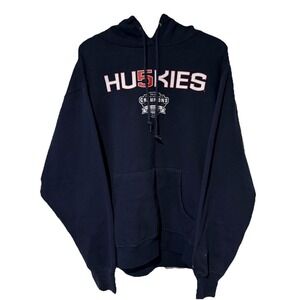 UConn Huskies Hoodie Mens L Blue 84 NCAA 5-Time Champions Pullover Sweatshirt